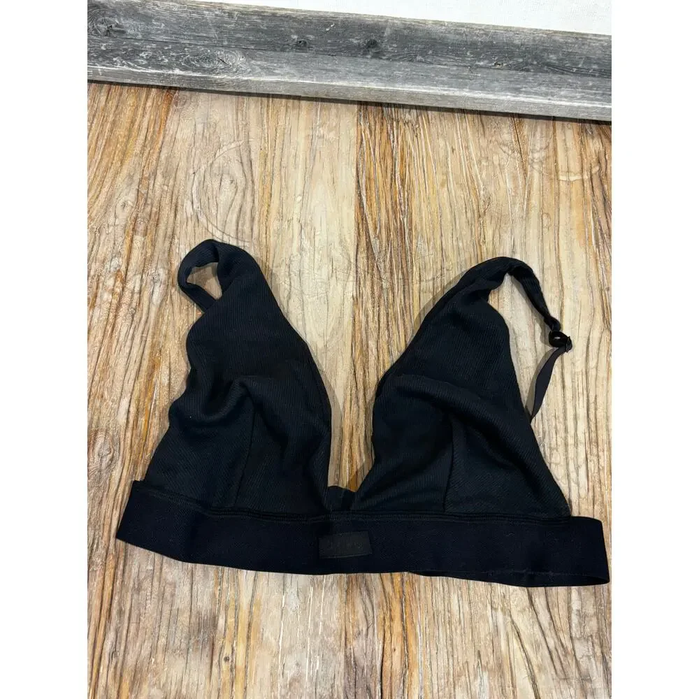 Skims Cotton Rib PLUNGE BRALETTE NWT Black Size 2x - Picture 4 of 8